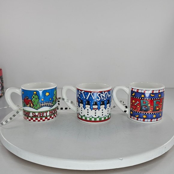 Vintage Mary Engelbreit Three Mug Ornaments Ceramic Kurt Adler - Picture 5 of 8